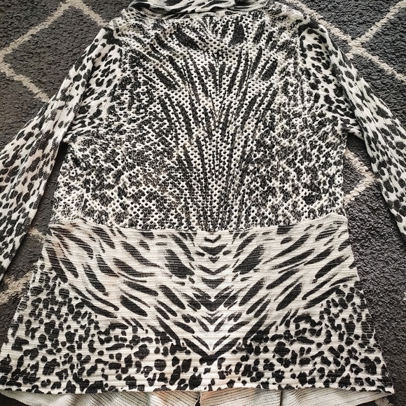 Alberto Makali Wool blend Patterned Open Front Waterfall Sweater Cardigan - Picture 7 of 10